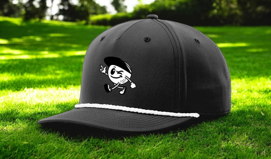 EMBROIDERED BLACK/ WHITE ROPE HAT